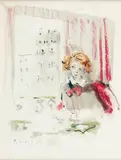 Jeune fille lisant by Christian Bérard, 1947, Pastel et aquarelle sur papier, sold Jun 2011