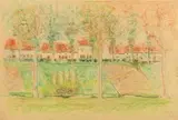 Sous les frondaisons by William Degouve de Nuncques, Mine de plomb et crayons de couleurs sur papier, sold Jun 2011