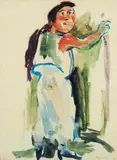 Femme debout by Oskar Kokoschka, Aquarelle sur papier, sold Jun 2011