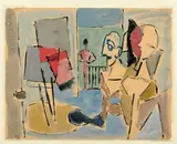 Intérieur avec figure by Geer van Velde, Gouache sur papier, sold Jun 2011