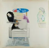 Personnages à la guitare by Pat Andrea, 1980, Aquarelle, pastel gras et minre de plomb sur papiers, sold Jun 2011