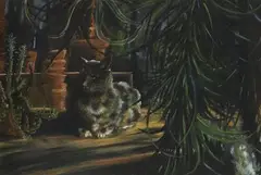 Jardin d'hiver, chat by Gérard Diaz, Pastel sur papier, sold May 2016