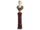 Untitled by Kombinationsbüste einer Frau auf roter Marmorsäule, marble, offered Sep 2019