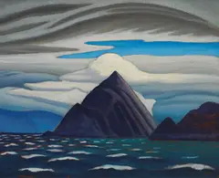 Morin Island, Eclipse Sound, North Baffin Island, Arctic Painting XXXVI by Lawren Harris, oil on board, sold Nov 2017