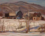 Farm in Winter by A. Y. Jackson, oil on panel, sold May 2017