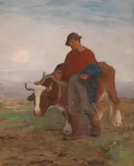 Returning from the Fields by Horatio Walker, 1891, watercolour on paper on board, sold Nov 2017