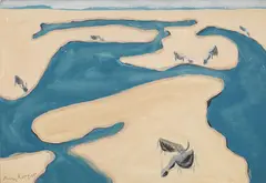 Grazing Cows by Milton Avery, 1950, gouache on paper board, sold Nov 2017