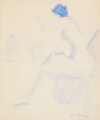Sketch Class by Milton Avery, 1956, ink and pastel on paper, sold Nov 2017
