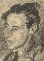 Porträt eines Knaben / „Geigenspieler Andreas Weissgerber by Ludwig Meidner, 1924, 2 Blatt: Bleistift auf Papier und Bleistift und Kreide auf dünnem Karton, sold May 2022