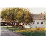 Three Buggies at Jonathan Byler's by Thomas McNickle, Watercolor on paper, sold Feb 2022