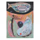 Untitled by Raymond Chorneau, Oil pastel and mixed media on paper, sold Feb 2022