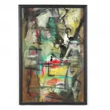 Untitled by Karl Szekielda, Oil on found plywood panel, sold Feb 2022