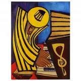 The Organist by Tariq Mix, Acrylic on canvas, sold Feb 2022