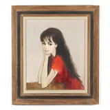 Young Woman in Red by Bernard Locca, Oil on canvas, sold Feb 2022