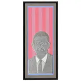 Portrait of George Welsh by Vic Huggins, Acrylic on canvas with cut and applied elements for a three-dimensional effect, sold Feb 2022