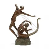 Harp Player by Misha Frid, Patinated cast bronze, sold Feb 2022