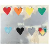 Eight Hearts by Jim Dine, Color screenprint on textured paper, sold Feb 2022
