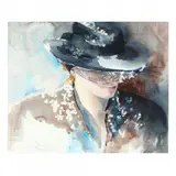 The Black Hat by Jane Carter, Watercolor and pencil on paper, sold Feb 2022