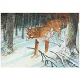 Cougar in Snow by Harold Styers, Watercolor and gouache on paper, sold Feb 2022