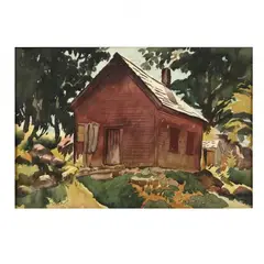 Little Red School House, St. Regis Falls, New York by John Whorf, Watercolor on illustration board, sold Feb 2022