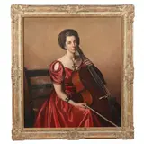 Portrait of a Cellist by Stanislav Rembski, Oil on canvas, sold Jan 2022