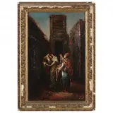 A Turkish Market Scene by Frédéric Borgella, Oil on mahogany panel, sold Jan 2022