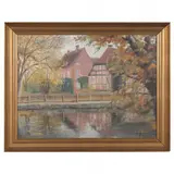 Houses on the Canal by N. Graversen, Oil on canvas, sold Jan 2022