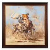 Polo Players by Clément Gerbaud, Mixed media on board, sold Jan 2022