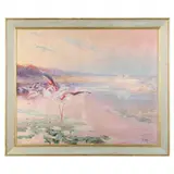 Flamingos Along the Nile by E. Baily Hilda, Oil on canvas, sold Jan 2022