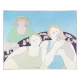 Three Women with Two Cats by Winona Crawford, Acrylic and charcoal on canvas with matte varnish, sold Jan 2022