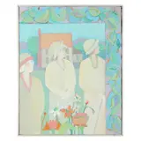 3 Women with House by Winona Crawford, Acrylic on canvas with matte varnish, sold Jan 2022