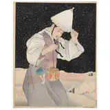 Nuit de Neige (Snowy Night) by Paul Jacoulet, Woodblock print in colors, sold Jan 2022