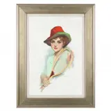 Tennis Player with Red Hat by Charles Chase Emerson, Oil on canvas, sold Jan 2022