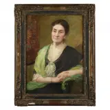 Portrait of a Seated Woman by Helen Watson Phelps, Oil on canvas (lined), sold Jan 2022