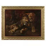 Two Lions at Rest by Thomas Dalton Beaumont, Oil on canvas, sold Jan 2022