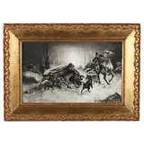 A Wild Boar Hunt by John Wilcox, Oil on board, sold Jan 2022