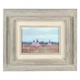 Prairie Encampment by Ron Bailey, Oil on board, sold Jan 2022