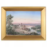 Bedouin Shepherds with Flock by Paul B. Pascal, Gouache on paper, sold Jan 2022