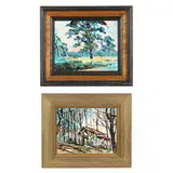 Two Landscape Paintings by William Leon Stacks, Oil on board; one titled, sold Dec 2021