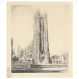 Duke University Chapel, Durham, North Carolina , With Pencil-Drawn Remarque by Louis Orr, Etching, sold Dec 2021