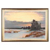 Winter Landscape by T. Holt, Oil on canvas, sold Dec 2021