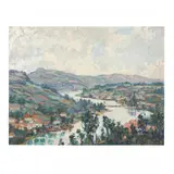Landscape with River by Paulette Genet, Oil on canvas, sold Dec 2021