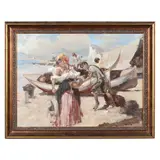 Unloading the Catch by Witman Etelka Vizkeleti, Oil on canvas, sold Dec 2021