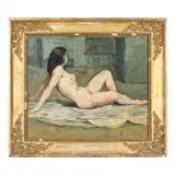 The Artist's Model by Emile Baes, Oil on canvas, sold Dec 2021