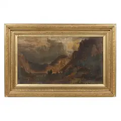 Storm in the Rocky Mountains, Mt. Rosealie by Albert Bierstadt, Chromolithograph, sold Dec 2021