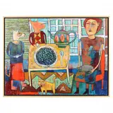 Two Friends for Tea by Jane Filer, Acrylic on canvas, sold Dec 2021