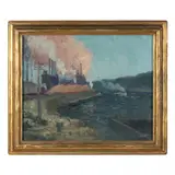 Steel Mill on the River by Aaron Harry Gorson, Oil on canvas, sold Dec 2021