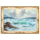 Seascape with Crashing Surf by Alexander Dzigurski, Oil on canvas, sold Dec 2021