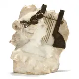 Relief Sculpture of Sappho (Woman with Lyre) by Fratelli Romanelli, Carved and painted marble, sold Dec 2021