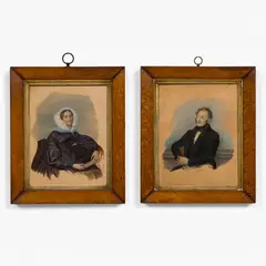 Portraits of a Married Couple by Theodor Böhme, watercolor, offered Mar 2026